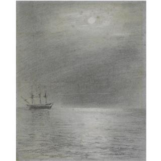 John Constable, R.A. - A Three-Master By Moonlight