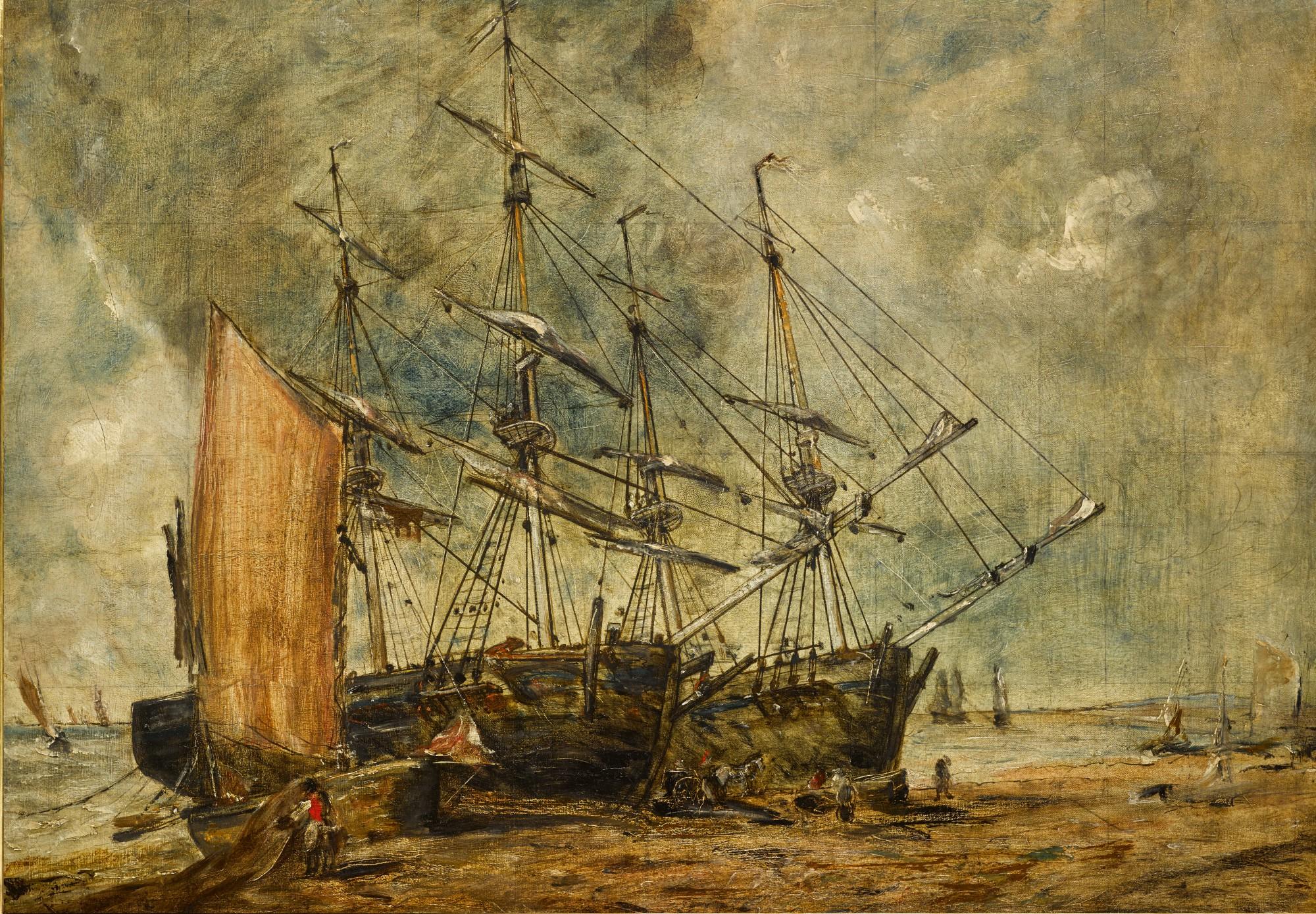 John Constable, R.A. - Colliers unloading on Hove Beach, looking towards Shoreham, Brighton