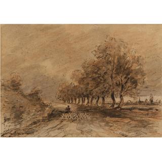 John Constable, R.A. - Landscape With A Shepherd And His Flock
