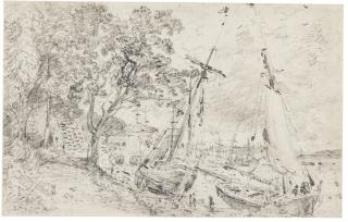 John Constable, R.A. - Shipping On A River, Possibly On The River Stour At Mistley