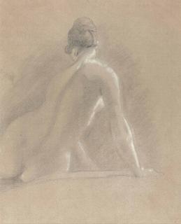 John Constable, R.A. - Study of a female nude, seen from behind