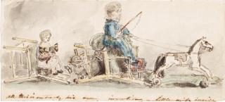 John Constable, R.A. - The artist\'s children playing \'the coach driver\': probably John Charles Constable (1817-1847) and Maria Louisa (1819-1785), circa 1820