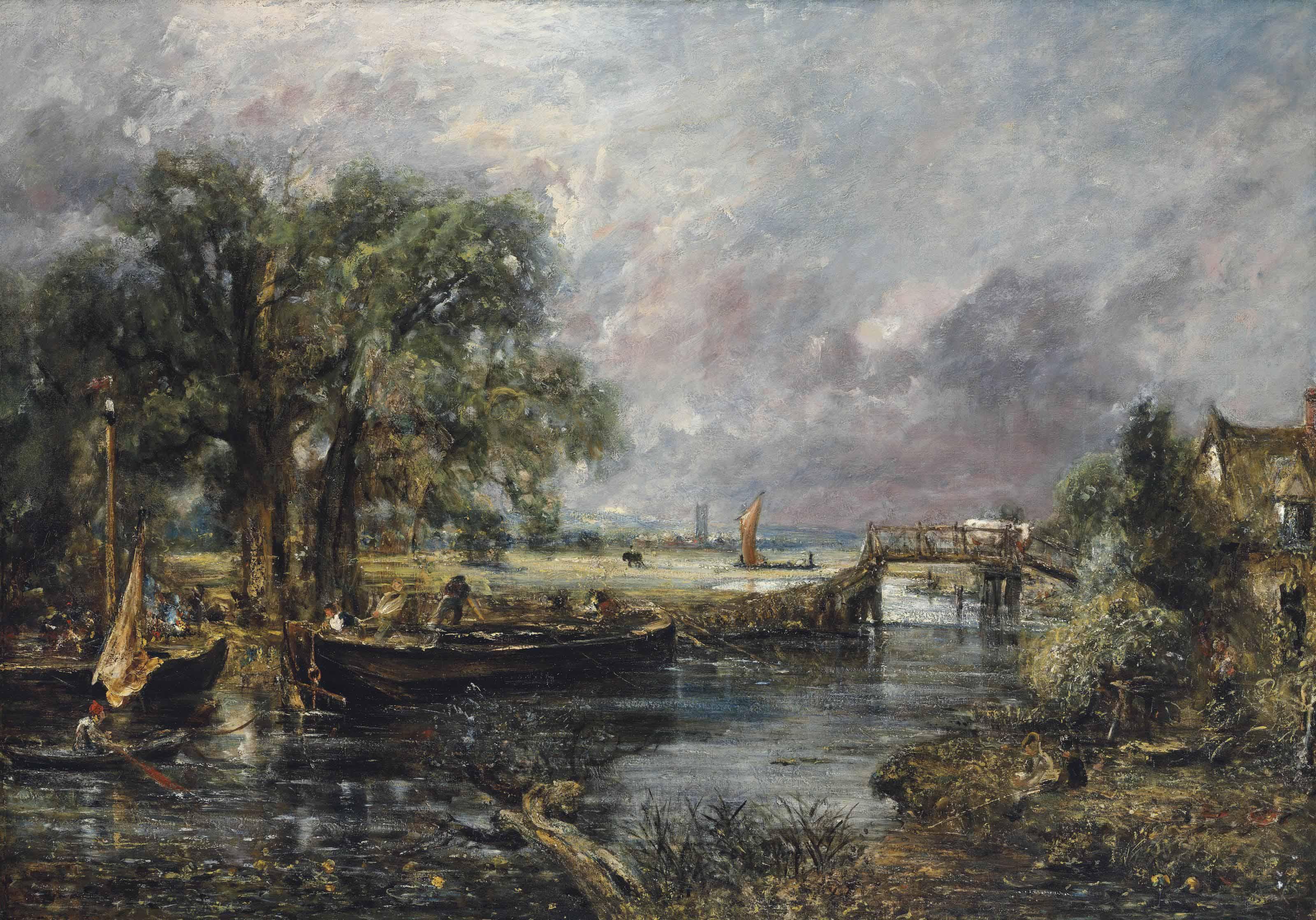 John Constable, R.A. - View on the Stour near Dedham, full-scale sketch