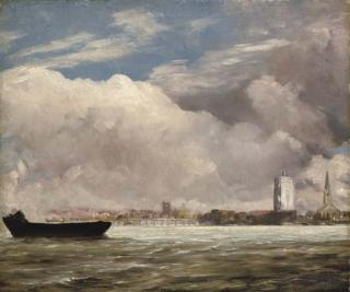 John Constable, R.A. - View on the Thames near Battersea Bridge, with Chelsea beyond, London
