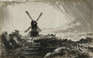 John Constable, R.A. - Windmill With Storm Clouds