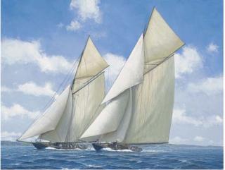 John Cooper - Royal London Yacht Club Regatta:  Valkyrie II to leeward of Navahoe