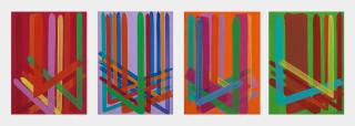 John Copnall - Criss Crossing: Pink, Purple, Orange and Green the largest 35 x 26cm (13 3/4 x 10 1/4in). (unframed)