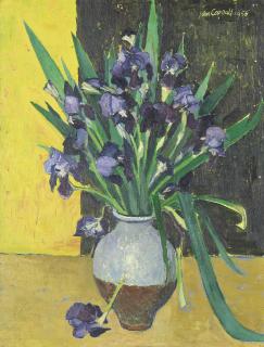 John Copnall - Irises in a Blue Pot