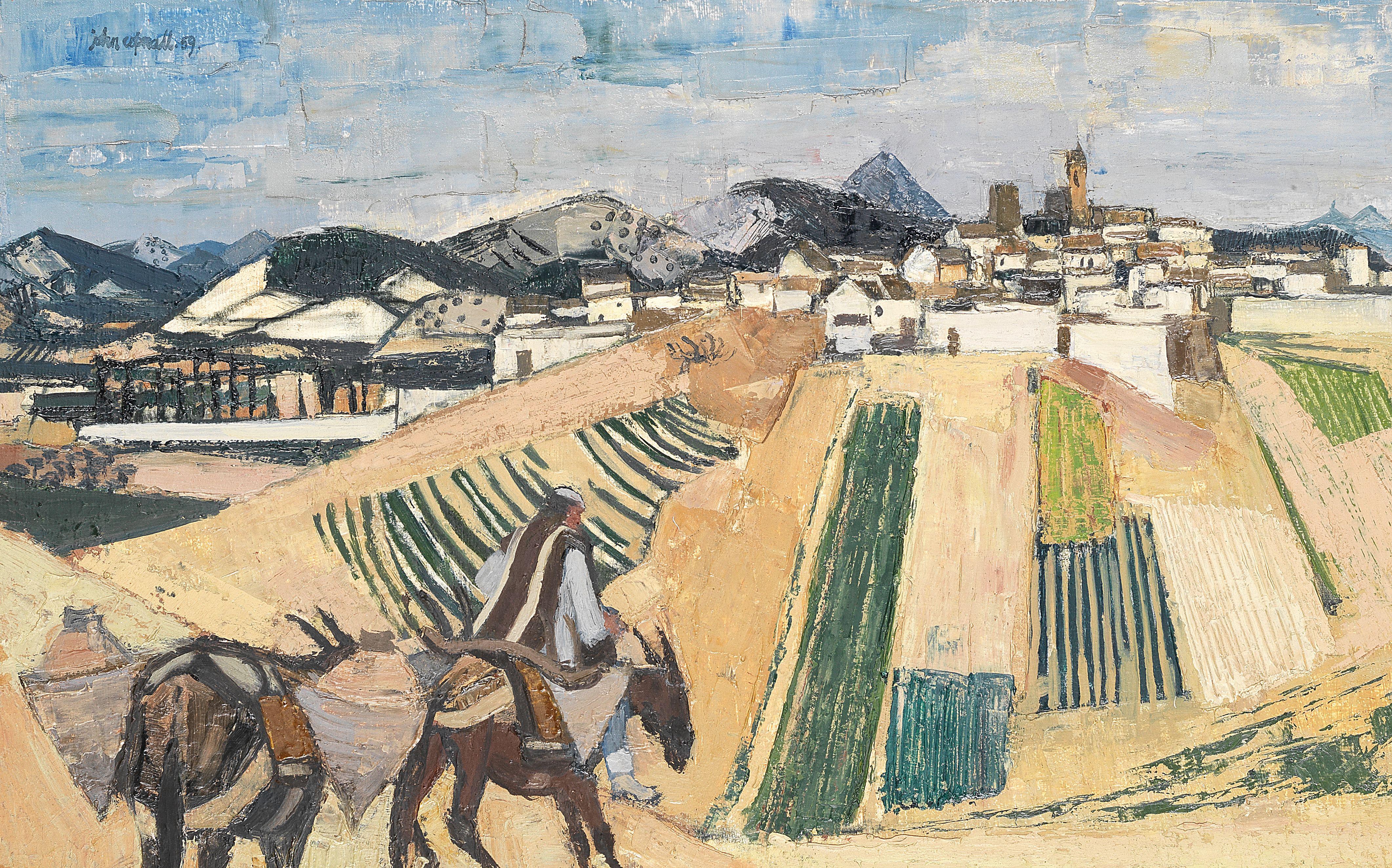 John Copnall - Montemayor, Cordoba (Village and Mules)