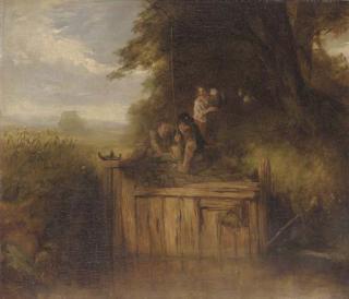 John Crawford Wintour, A.R.S.A. - An old sluice near Livingstone