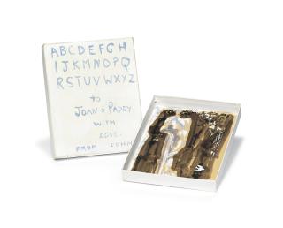 John Craxton, R.A. - Alphabet box and waterfall - a decorated cardboard box