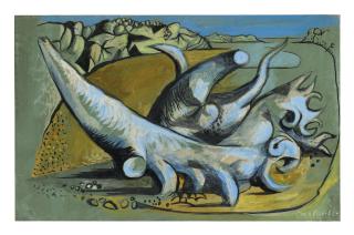 John Craxton, R.A. - Blue Tree Root in Welsh Estuary (Picton)