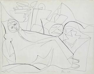 John Craxton, R.A. - Cretan Shepherd in a Cloak, Study for Homage to Alones