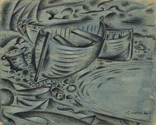John Craxton, R.A. - Estuary of Old Boats