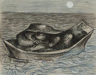 John Craxton, R.A. - Kraken in a boat