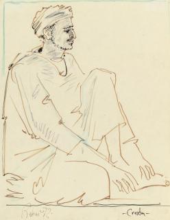 John Craxton, R.A. - Study of Seated Man, Rabat