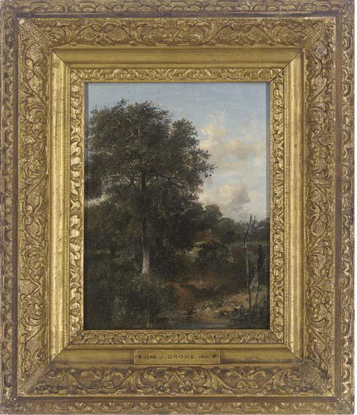 John Crome - A wooded landscape with an oak