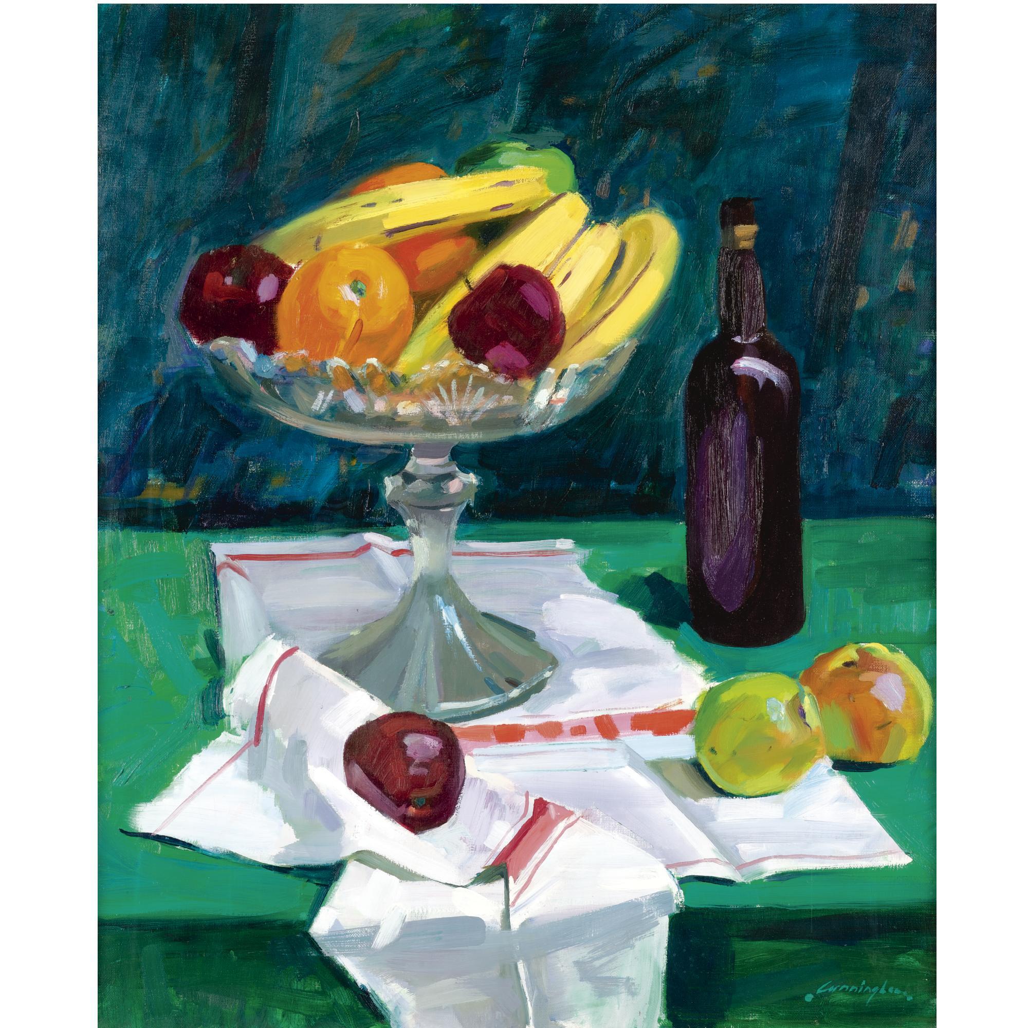 John Cunningham - Still Life With Fruit And A Bottle