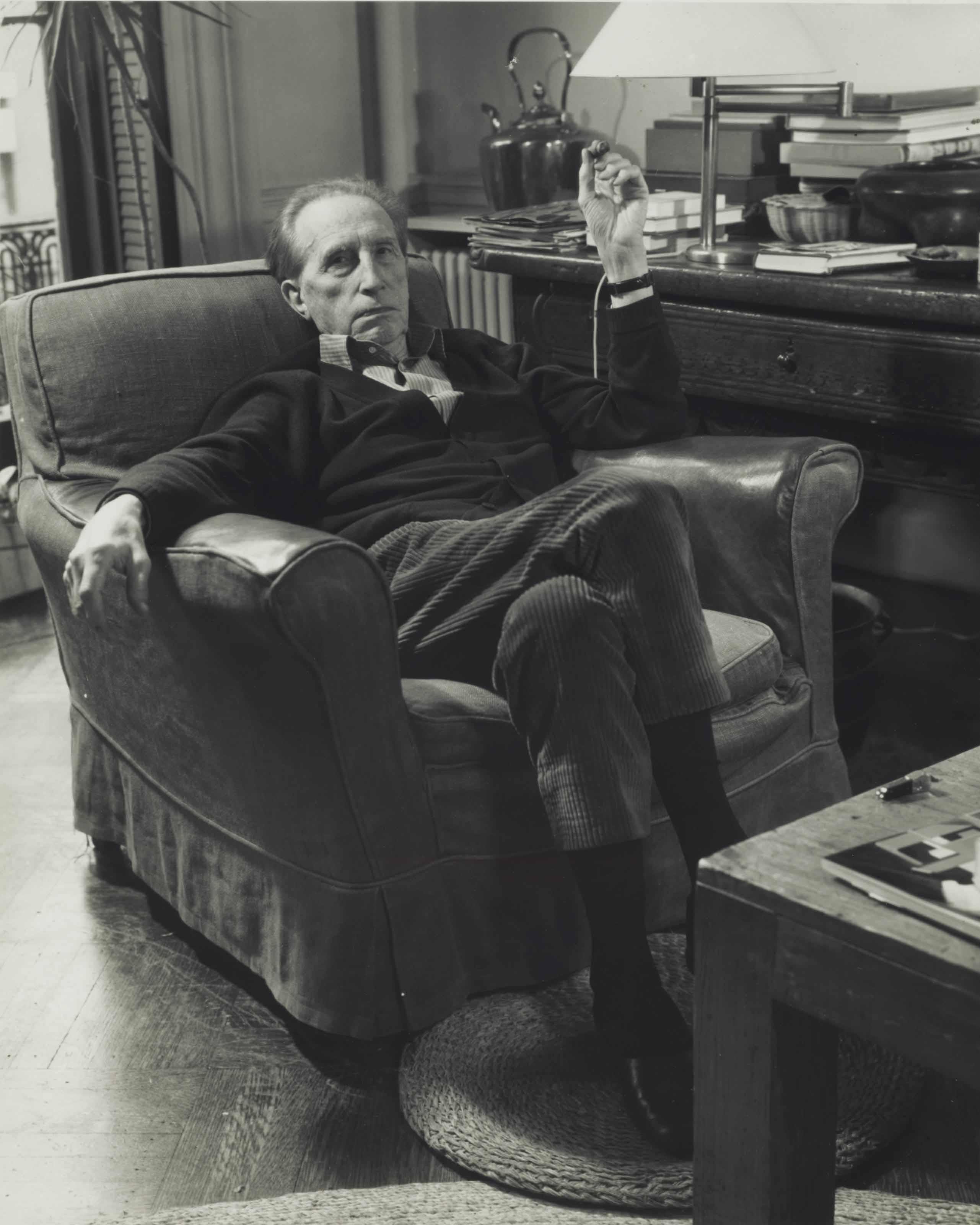 John D. Schiff - Marcel Duchamp Sitting in Armchair, 1950s