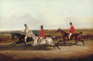 John Dalby Of York - Group portrait of Lord Durham, Ralph Lambton and Billy Williamson, riding to a meet