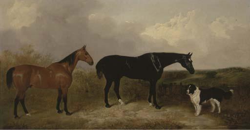 John Dalby - Lubin And Cobbler, With A Landseer, In An Extensive Landscape