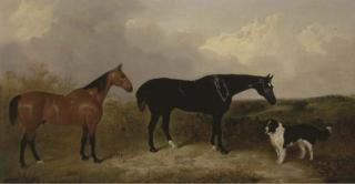 John Dalby - Lubin And Cobbler, With A Landseer, In An Extensive Landscape