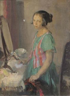 John David Revel, R.O.I. - At the dressing table; and Portrait of an artist
