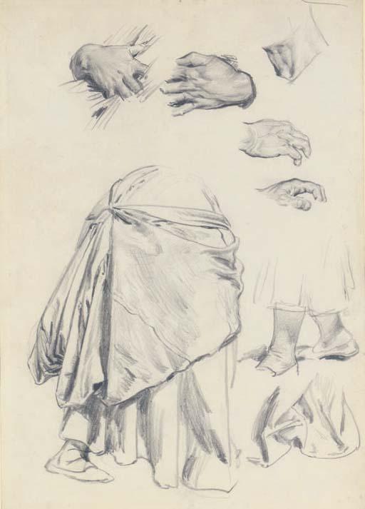 John Dawson Watson, R.W.S. - Studies of hands, legs and drapery