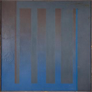 John Day - Two Part Invention: Blue Development 30 x 30 in. (76.2 x 76.2 cm) framed 30 1/2 x 30 1/2 x 1 1/2 in.