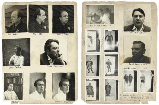 John Deakin - Album page with various portraits, 1950s