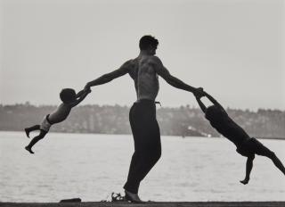 John Dominis - Jacques d\'Amboise Playing with His Children, Seattle, Washington