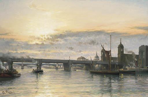 John Donaldson - Waterloo Bridge, With Blackfriars And St. Paul\'S Cathedral Beyond, Dusk