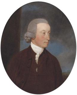 John Downman, A.R.A. - Portrait of a gentleman, small bust-length, in a brown jacket and white cravat
