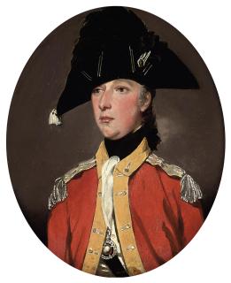 John Downman, A.R.A - Portrait of an officer, thought to be Lieutenant Hall, small half-length, in the uniform of the Staffordshire Militia