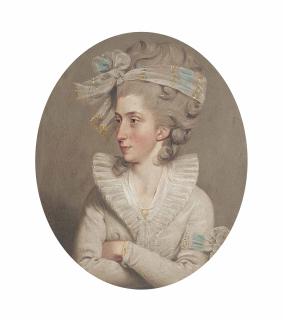 John Downman, A.R.A. - Portrait of Letitia Anna Philippa Pervis, bust-length, in a white dress