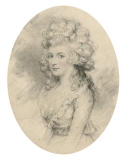John Downman, A.R.A. - Portrait of Miss Low, half-length, with hair up
