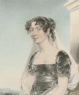 John Downman, A.R.A. - Portrait of Mrs Edward Surtees, half-length, seated, in a black dress and white veil