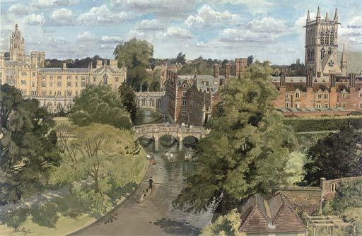 John Doyle, P.R.W.S. - St. John\'s College, College Landscape