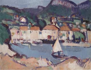John Duncan Fergusson, R.B.A. - Cassis Bay (Recto), Self Portrait (Verso)