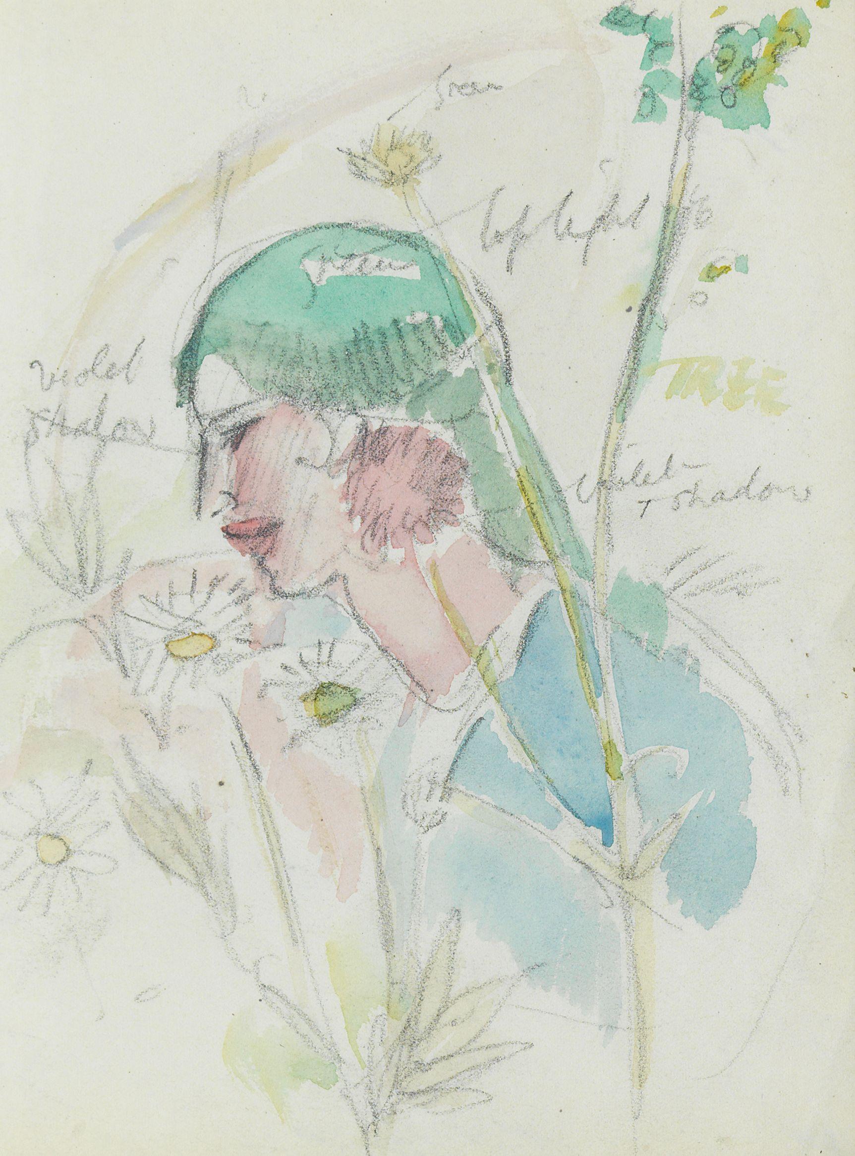 John Duncan Fergusson RBA - A Lady Amongst Daisies