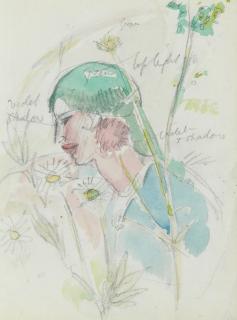 John Duncan Fergusson RBA - A Lady Amongst Daisies