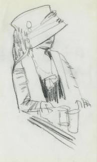 John Duncan Fergusson RBA - A Lady in a Magnificent Hat at a Café