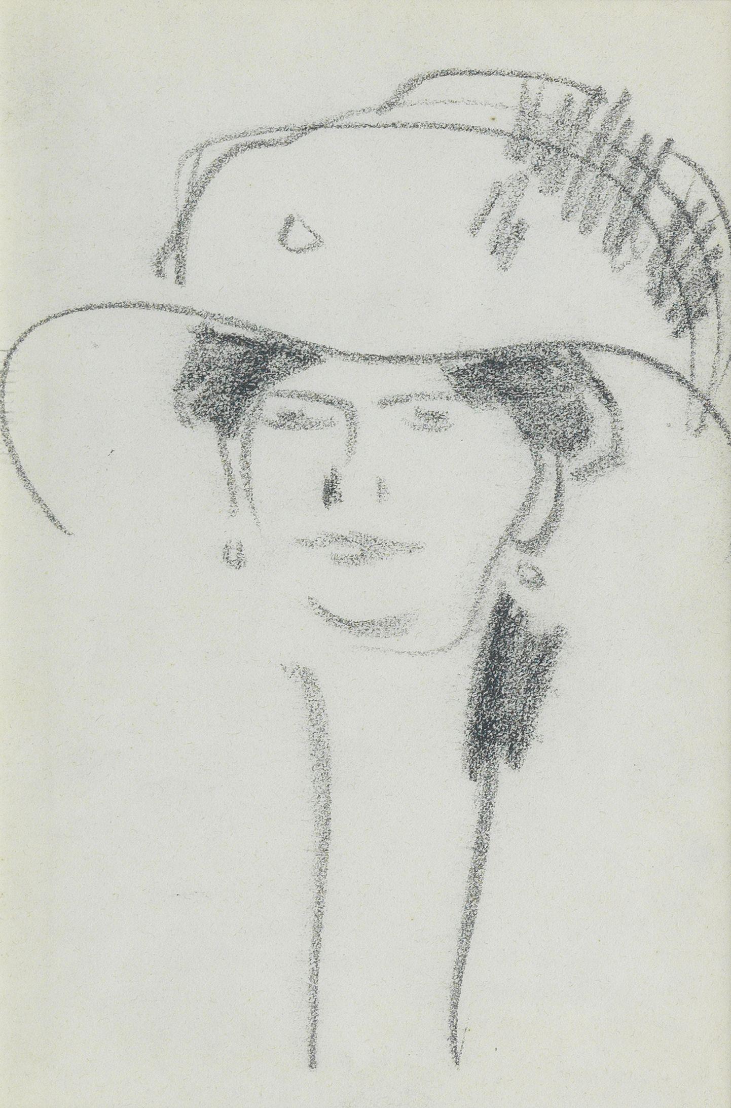 John Duncan Fergusson RBA - Portrait of a woman in a large hat, c. 1910-14
