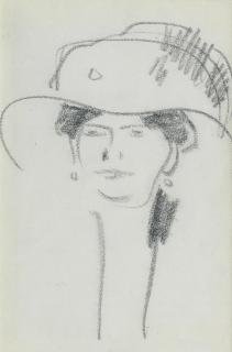 John Duncan Fergusson RBA - Portrait of a woman in a large hat, c. 1910-14