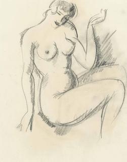 John Duncan Fergusson - A seated nude, Paris