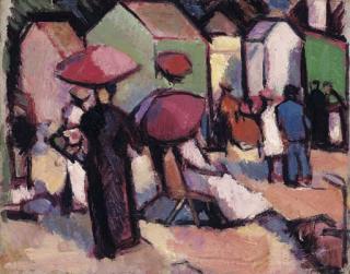 John Duncan Fergusson - The bathing huts, St. Palais
