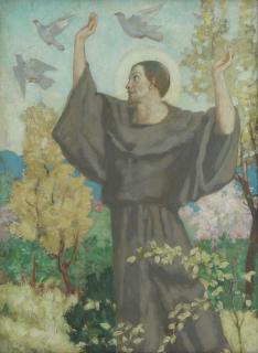 John Duncan RSA RSW - St Francis and the Doves