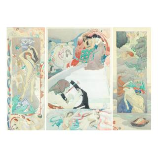 John Duncan RSA RSW - The Legend of Orpheus, design for mural