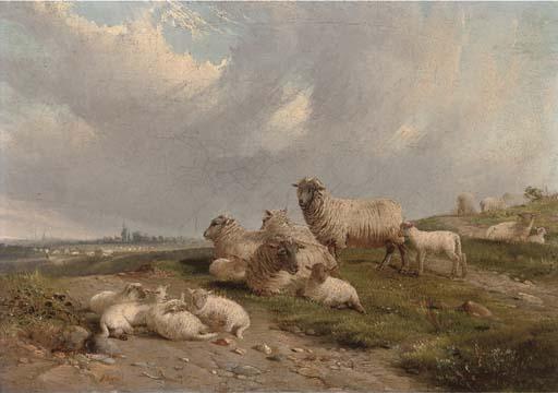 John Duvall - Sheep And Lambs On A Hillside