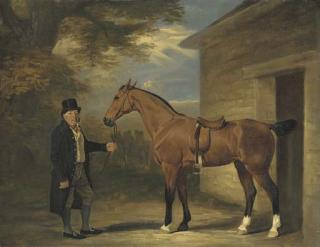 John E. Ferneley, Sen. - A gentleman with a bay hunter outside a stable